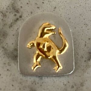 Gold T-Rex Pure Sterling 925 Silver. Unique Pin/Brooch. For The Collector!